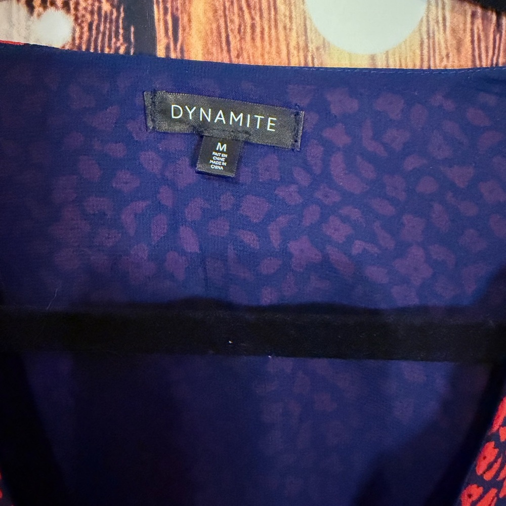 Dynamite Red and Blue Patterned Blouse - Picture 2 of 7